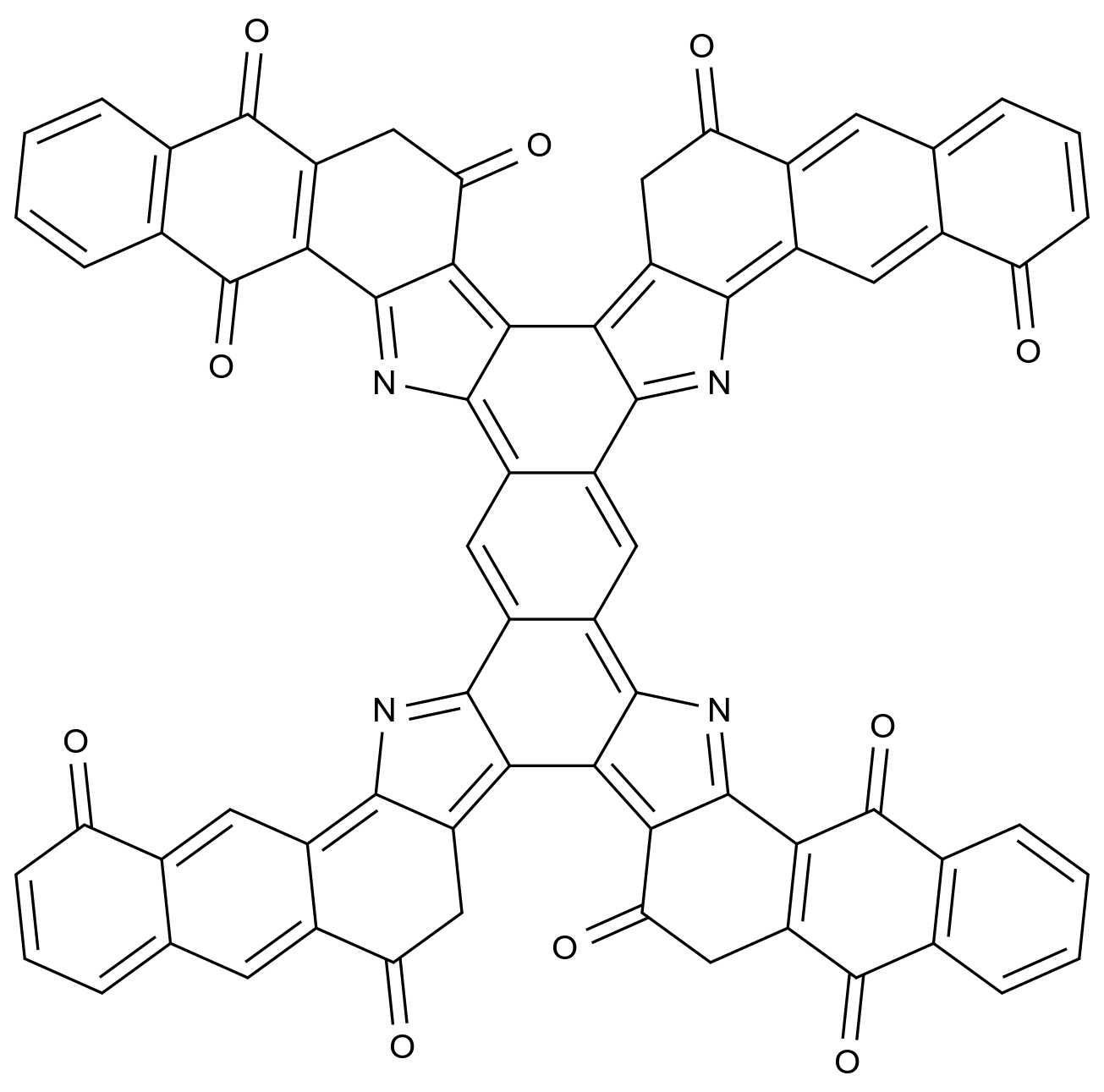 6,8,25,27-四氢-双萘并[2',3':6,7]吲哚并[2,3-c:2',3'-c']二奈并[2,3-i:2',3'-i']苯并1,2-a:5,4-a']双咔唑-5,7,9,14,19,24,26,28,33,38-十酮, Bisnaphth[2',3':6,7]indolo[2,3-c:2',3'-c']dinaphtho[2,3-i:2',3'-i']benzo[1,2-a:5,4-a']dicarbazole-5,7,9,14,19,24,26,28,33,38-decone, 6,8,25,27-tetrahydro- CAS 14999-97-4 结构式 Chemical Structure