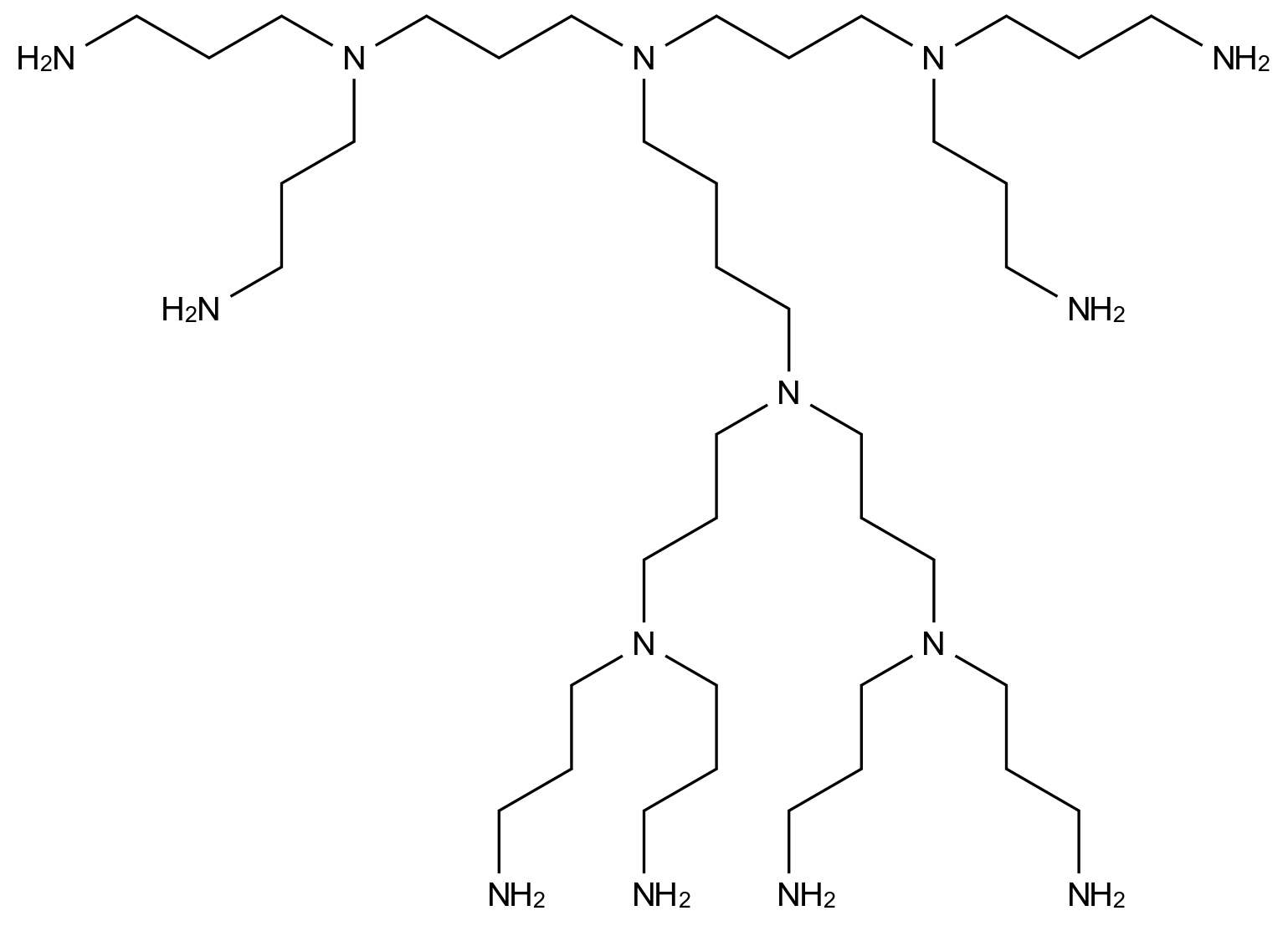  154487-83-9
4,17-Bis(3-aminopropyl)-8,13-bis[3-[bis(3-aminopropyl)amino]propyl]-4,8,13,17-tetraazaeicosane-1,20-diamine
4,17-Bis-(3-aminopropyl)-8,13-bis-[3-[bis-(3-aminopropyl)-amino]-propyl]-4,8,13,17-tetraazaeicosan-1,20-diamin
DAB-AM-8, Polypropylenimine octaamine Dendrimer, Generation 2.0 CAS 154487-83-9 结构式 Chemical Structure