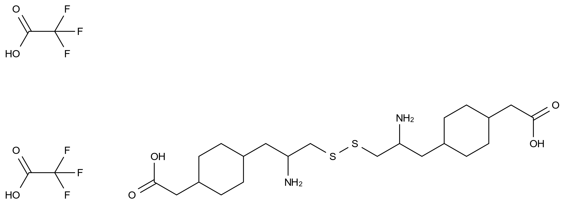  2-[4-[2-Amino-3-[2-Amino-3-[4-(Carboxymethyl)Cyclohexyl]Propyl]Disulfanylpropyl]Cyclohexyl]Acetic Acid; 2,2,2-Trifluoroacetic Acid CAS 156143-99-6 结构式 Chemical Structure
