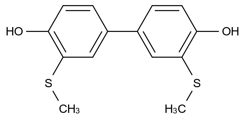  3,3'-Bis(methylthio)-[1,1'-biphenyl]-4,4'-diol CAS 197148-67-7 结构式 Chemical Structure
