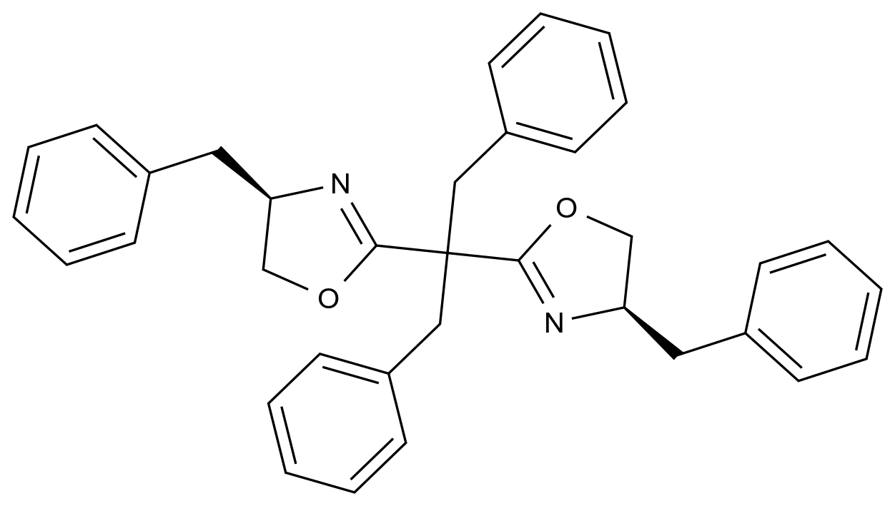  (4R,4'R)-2,2'-(1,3-Diphenylpropane-2,2-diyl)bis(4-benzyl-4,5-dihydrooxazole) CAS 2279976-00-8 结构式 Chemical Structure