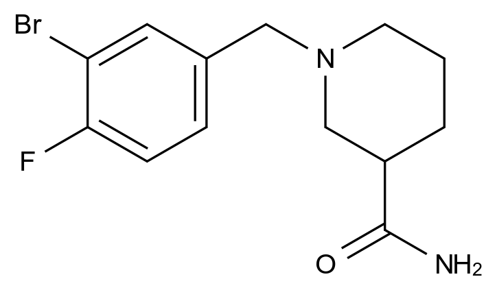  1-(3-Bromo-4-fluorobenzyl)piperidine-3-carboxamide CAS 331860-16-3 结构式 Chemical Structure
