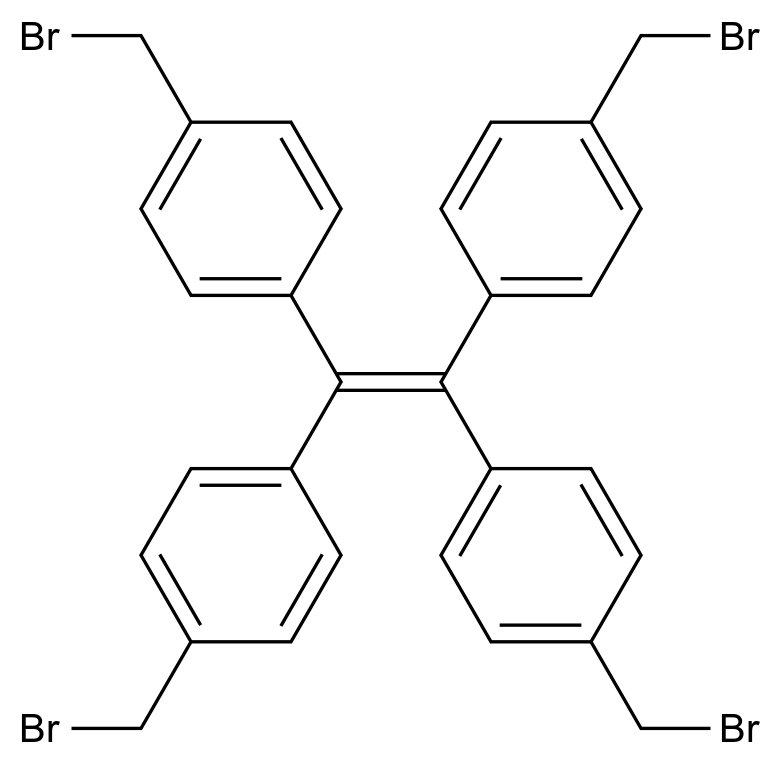  1,1,2,2-Tetrakis(4-(bromomethyl)phenyl)ethene CAS 67448-47-9 结构式 Chemical Structure