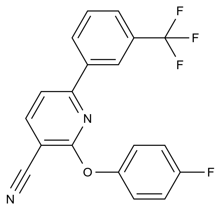  2-(4-Fluorophenoxy)-6-[3-(trifluoromethyl)phenyl]pyridine-3-carbonitrile CAS 252060-07-4 结构式 Chemical Structure