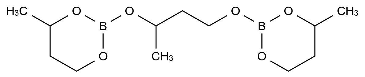 2,2'-[(1-甲基-1,3-丙二基)双(氧基)]双[4-甲基-1,3,2-二氧杂硼烷] 2,2'-[(1-Methyl-1,3-propanediyl)bis(oxy)]bis[4-methyl-1,3,2-dioxaborinane] CAS 2665-13-6 结构式 Chemical Structure