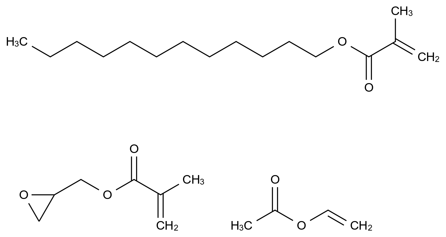  2-Propenoic acid, 2-methyl-, dodecyl ester, polymer with ethenyl acetate and 2-oxiranylmethyl 2-methyl-2-propenoate CAS 72812-43-2 结构式 Chemical Structure