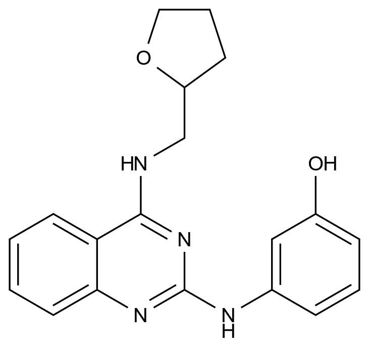  3-((4-(((Tetrahydrofuran-2-yl)methyl)amino)quinazolin-2-yl)amino)phenol CAS 797027-80-6 结构式 Chemical Structure