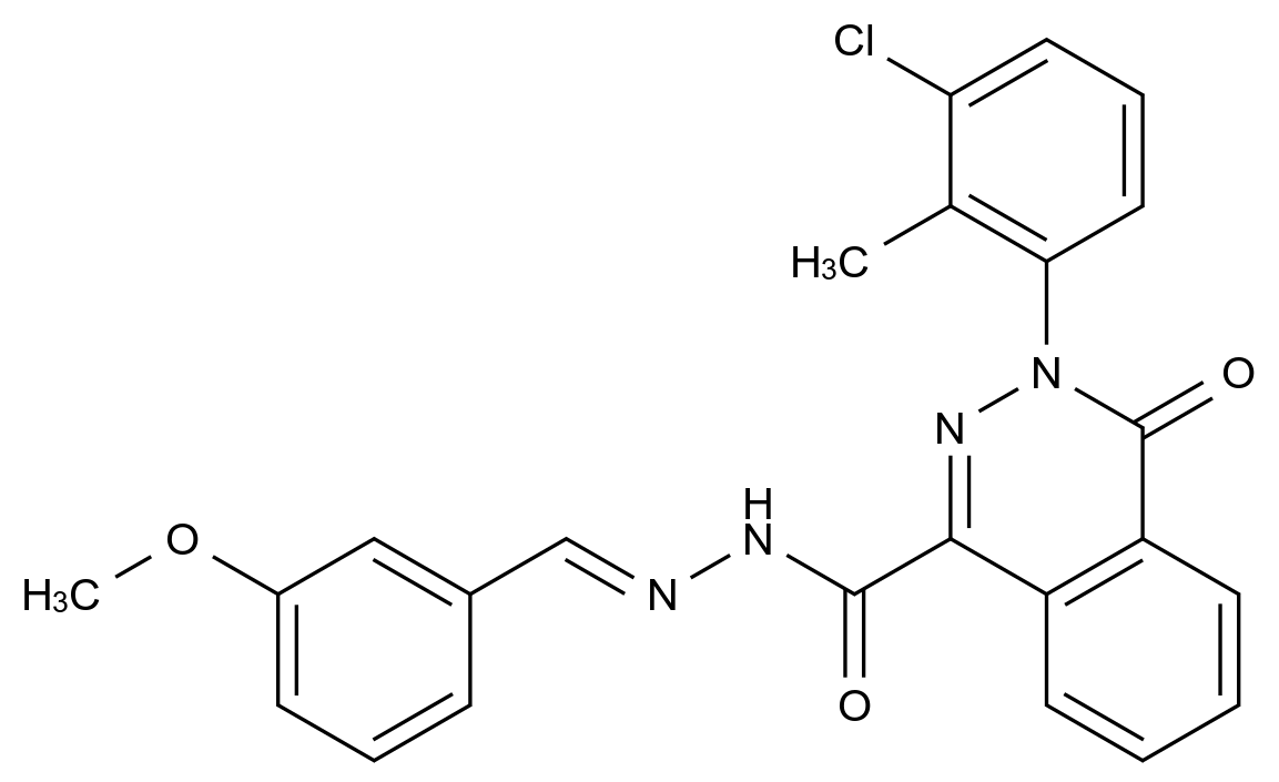  3-(3-Chloro-2-methylphenyl)-N'-[(1E)-(3-methoxyphenyl)methylidene]-4-oxo-3,4-dihydrophthalazine-1-carbohydrazide CAS 672949-04-1 结构式 Chemical Structure