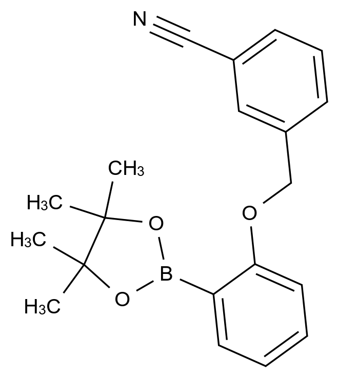  3-[2-(4,4,5,5-Tetramethyl-[1,3,2]dioxaborolan-2-yl)-phenoxymethyl]-benzonitrile CAS 2246644-38-0 结构式 Chemical Structure
