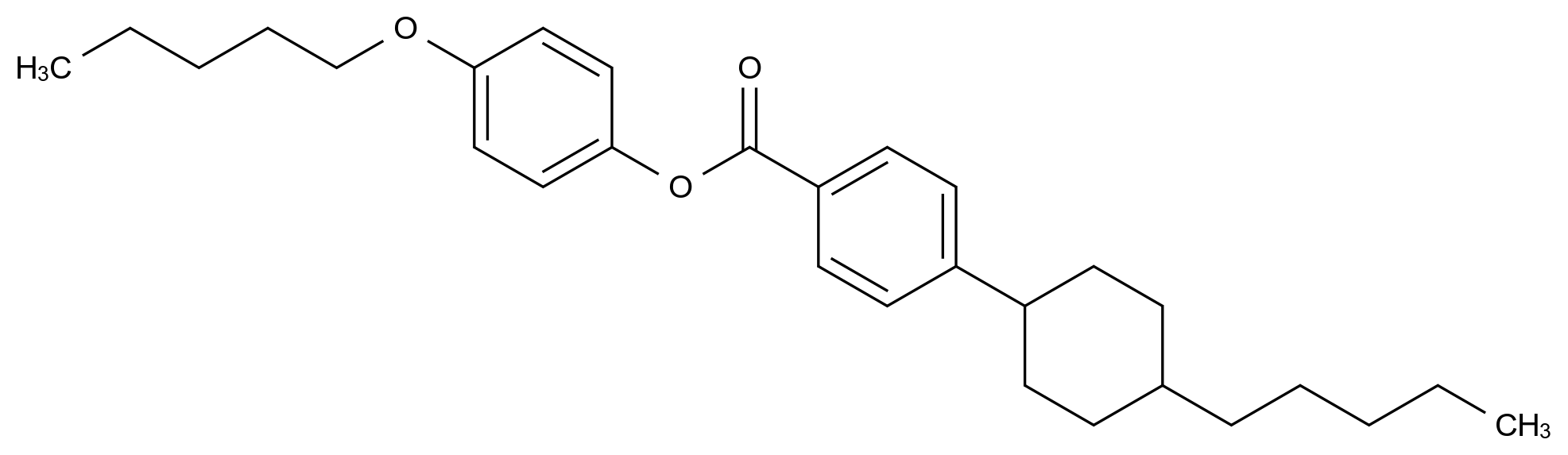 4-反式-(4-戊基环己基)苯甲酸对戊氧基苯酚酯 4-(Pentyloxy)phenyl 4-(trans-4-pentylcyclohexyl)benzoate CAS 84601-01-4 结构式 Chemical Structure