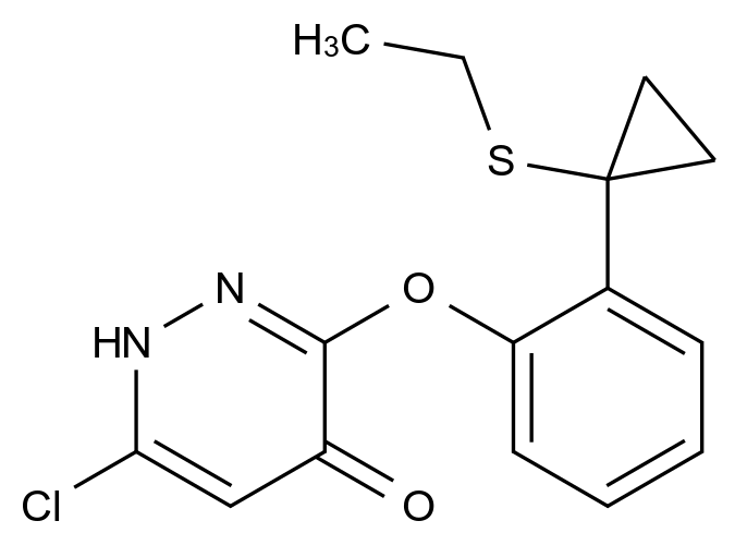  6-Chloro-3-(2-(1-(ethylthio)cyclopropyl)phenoxy)pyridazin-4-ol CAS 499223-34-6 结构式 Chemical Structure