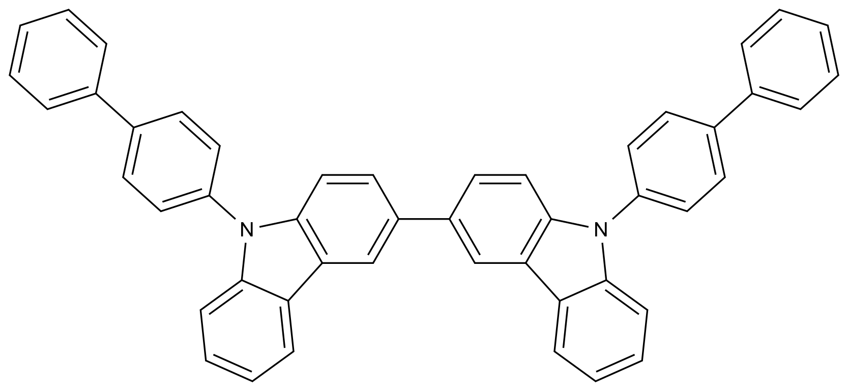  9,9'-Di([1,1'-biphenyl]-4-yl)-9h,9'h-3,3'-bicarbazole CAS 57102-51-9 结构式 Chemical Structure