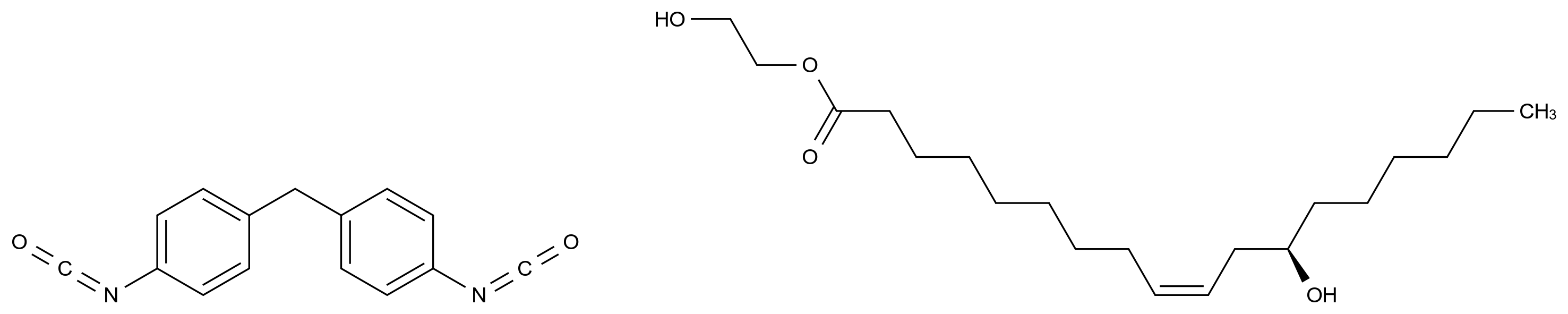  9-Octadecenoic acid, 12-hydroxy-, 2-hydroxyethyl ester, (9Z,12R)-, polymer with 1,1'-methylenebis[4-isocyanatobenzene] CAS 71394-34-8 结构式 Chemical Structure