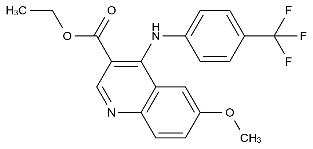  Ethyl 6-methoxy-4-[4-(trifluoromethyl)anilino]-3-quinolinecarboxylate CAS 477847-11-3 结构式 Chemical Structure