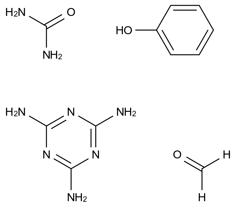  Urea, polymer with formaldehyde, phenol and 1,3,5-triazine-2,4,6-triamine CAS 25212-25-3 结构式 Chemical Structure