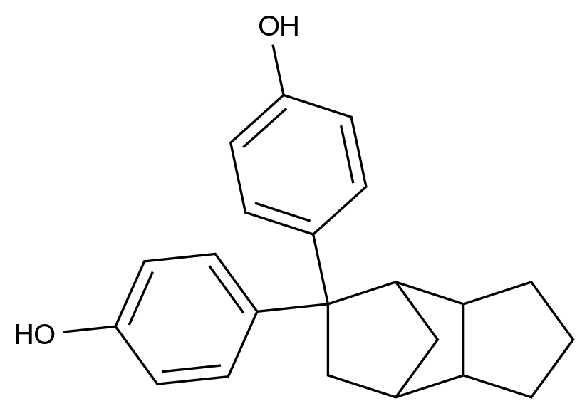  4,4'-(Octahydro-1H-4,7-methanoindene-5,5-diyl)diphenol CAS 1943-97-1 结构式 Chemical Structure