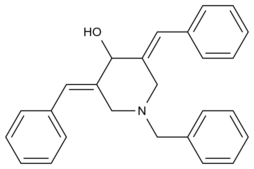  (3E,5E)-1-Benzyl-3,5-bis(phenylmethylidene)piperidin-4-ol CAS 477871-34-4 结构式 Chemical Structure