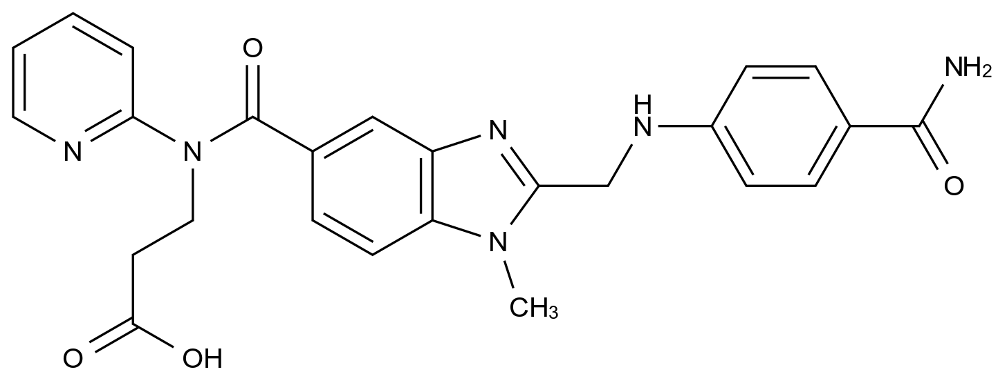 CAS No.:2417628-79-4,3-(2-(((4-Carbamoylphenyl)amino)methyl)-1-methyl-N-(pyridin-2-yl)-1H-benzo[d]imidazole-5-carboxamido)propanoic acid (Dabigatran Impurity)