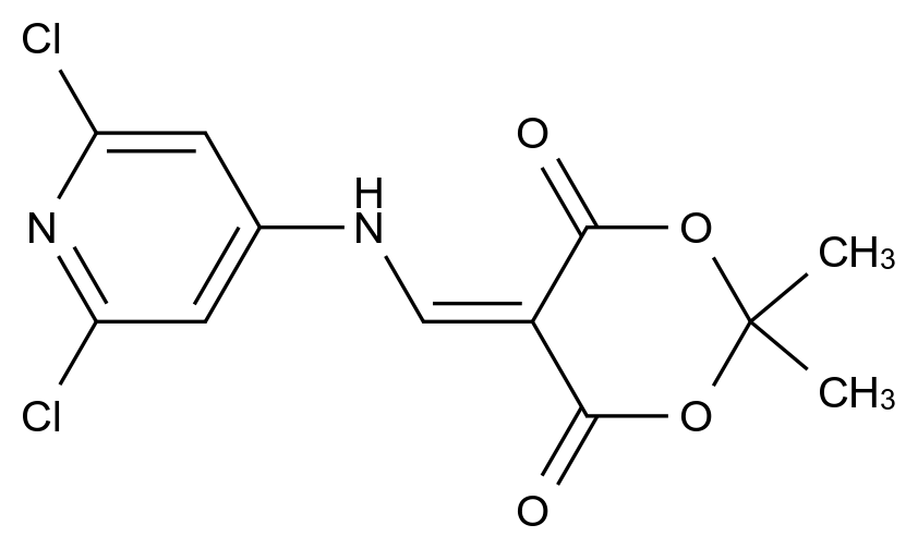 5-{[(2,6-dichloropyridin-4-yl)amino]methylidene}-2,2-dimethyl-1,3-dioxane-4,6-dione 5-{[(2,6-dichloropyridin-4-yl)amino]methylidene}-2,2-dimethyl-1,3-dioxane-4,6-dione CAS 863785-65-3 结构式 Chemical Structure
