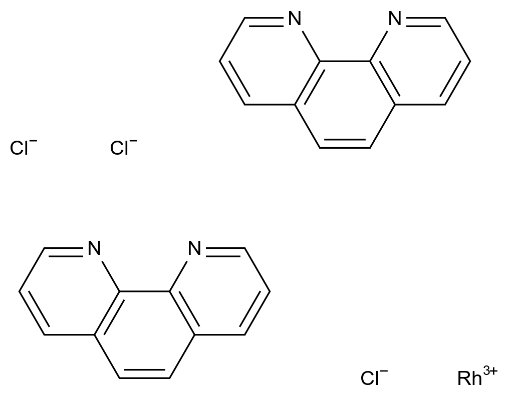  cis-Dichlorobis(1,10-phenanthroline)rhodium(III) chloride CAS 22798-21-6 结构式 Chemical Structure