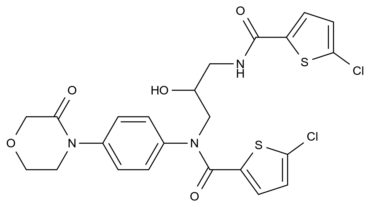 CAS No.:1838133-00-8,5-Chloro-N-(3-(5-chlorothiophene-2-carboxamido)-2-hydroxypropyl)-N-(4-(3-oxomorpholino)phenyl)thiophene-2-carboxamideDISCONTINUED PLEASE SEE R538040