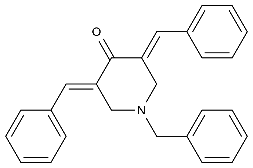 (3E,5E)-1-Benzyl-3,5-bis(phenylmethylidene)piperidin-4-one CAS 910784-44-0 chemical structure