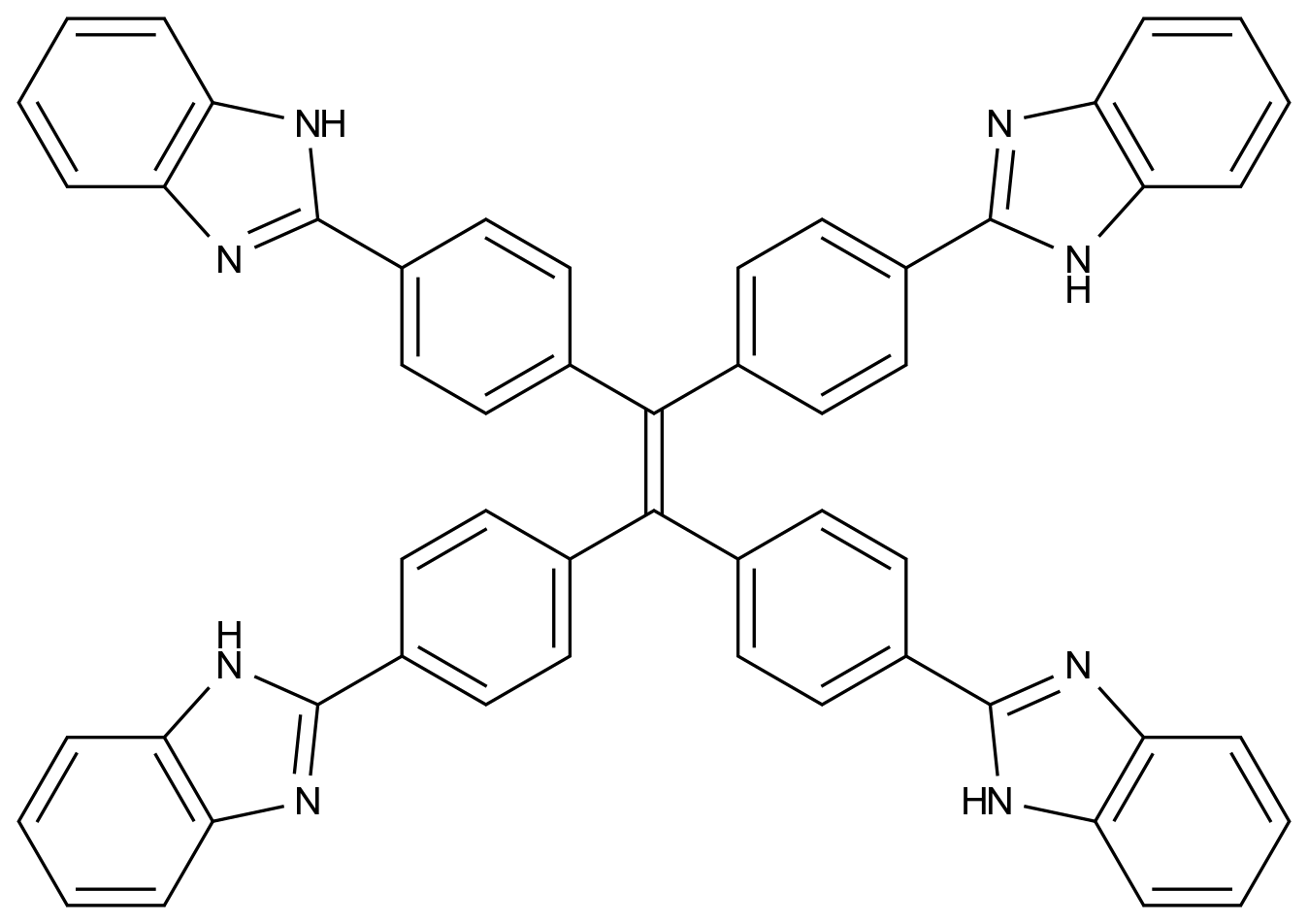  1,1,2,2-Tetrakis(4-(1H-benzo[d]imidazol-2-yl)phenyl)ethene CAS 2364383-53-7 结构式 Chemical Structure