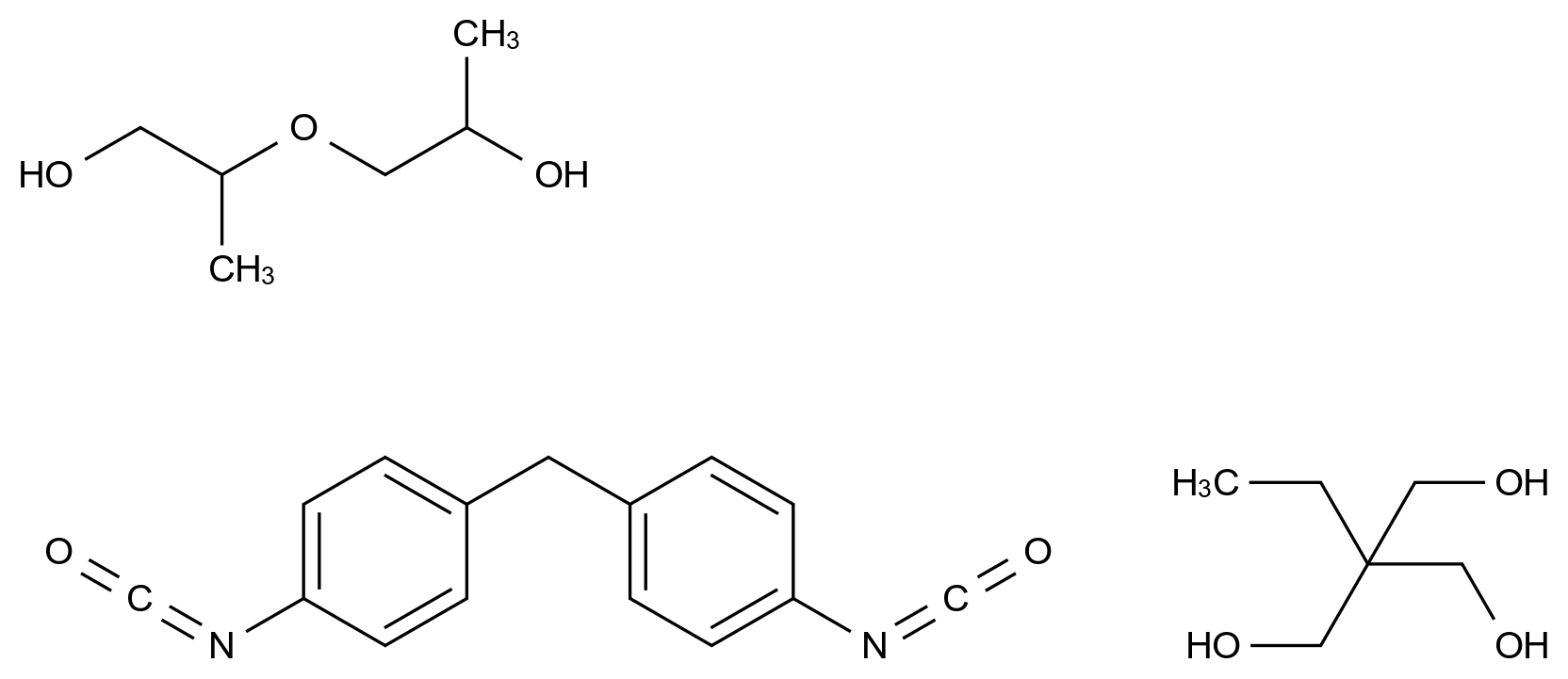  1,3-Propanediol, 2-ethyl-2-(hydroxymethyl)-, polymer with .alpha.-hydro-.omega.-hydroxypoly[oxy(methyl-1,2-ethanediyl)] and 1,1'-methylenebis[4-isocyanatobenzene] CAS 9020-84-2 结构式 Chemical Structure