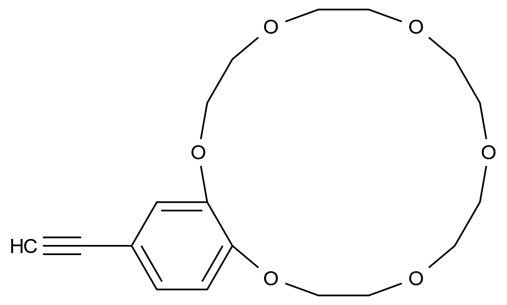  18-Ethynyl-2,3,5,6,8,9,11,12,14,15-decahydrobenzo[b][1,4,7,10,13,16]hexaoxacyclooctadecine CAS 92710-95-7 结构式 Chemical Structure