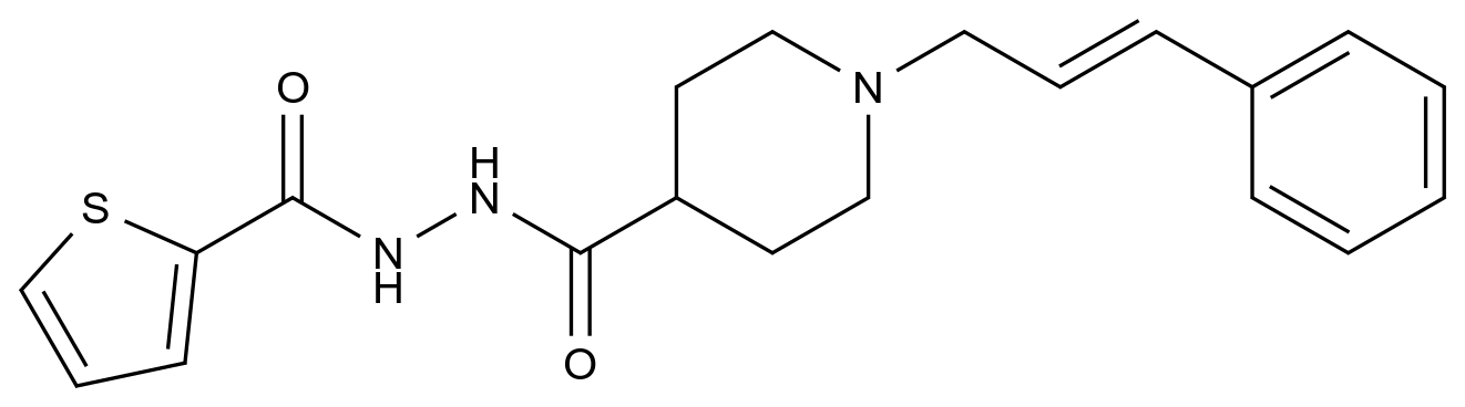 1-Cinnamyl-N'-(thiophene-2-carbonyl)piperidine-4-carbohydrazide CAS 478079-00-4 chemical structure