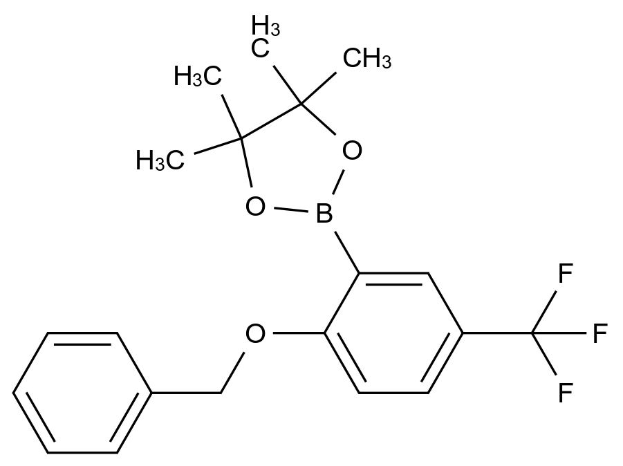  2-(2-(Benzyloxy)-5-(trifluoromethyl)phenyl)-4,4,5,5-tetramethyl-1,3,2-dioxaborolane CAS 779331-12-3 结构式 Chemical Structure