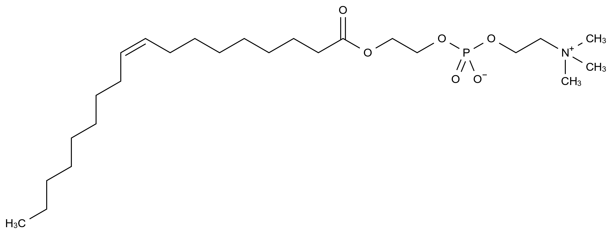  2-(Octadec-9-en-1-yloxy)ethyl (2-(trimethylammonio)ethyl) phosphate CAS 96720-06-8 结构式 Chemical Structure