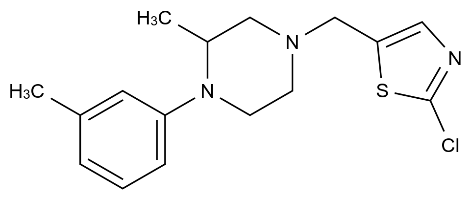  2-Chloro-5-((3-methyl-4-(m-tolyl)piperazin-1-yl)methyl)thiazole CAS 865660-20-4 结构式 Chemical Structure