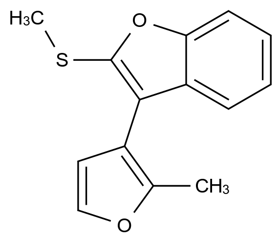  3-(2-Methylfuran-3-yl)-2-(methylthio)benzofuran CAS 88674-03-7 结构式 Chemical Structure
