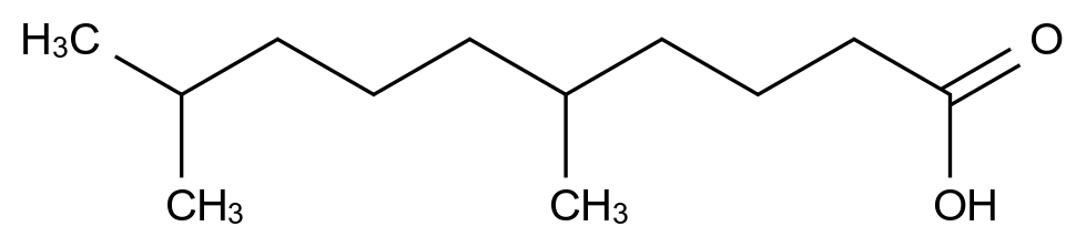 5,9-二甲基癸酸 5,9-Dimethyldecanoic acid CAS 35430-59-2 结构式 Chemical Structure