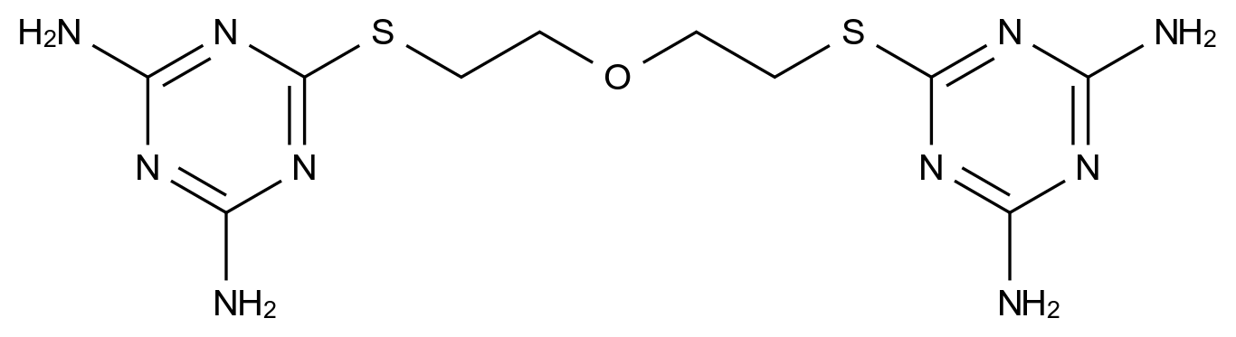  6,6'-((Oxybis(ethane-2,1-diyl))bis(sulfanediyl))bis(1,3,5-triazine-2,4-diamine) CAS 5412-35-1 结构式 Chemical Structure