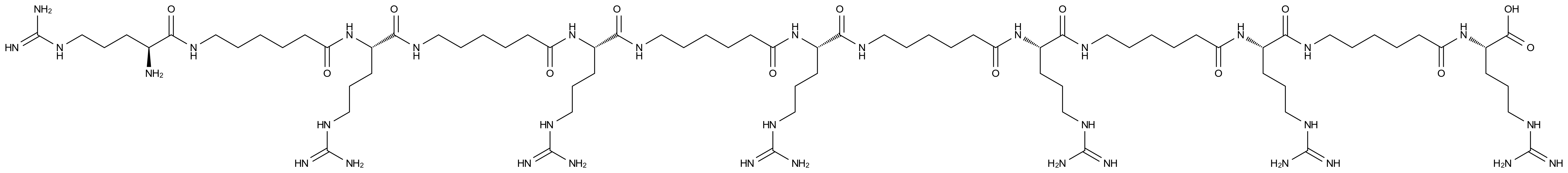  H-Arg-e-aminocaproyl-Arg-e-aminocaproyl-Arg-e-aminocaproyl-Arg-e-aminocaproyl-Arg-e-aminocaproyl-Arg-e-aminocaproyl-Arg-OH (H-5902.0001) CAS 457633-17-9 结构式 Chemical Structure