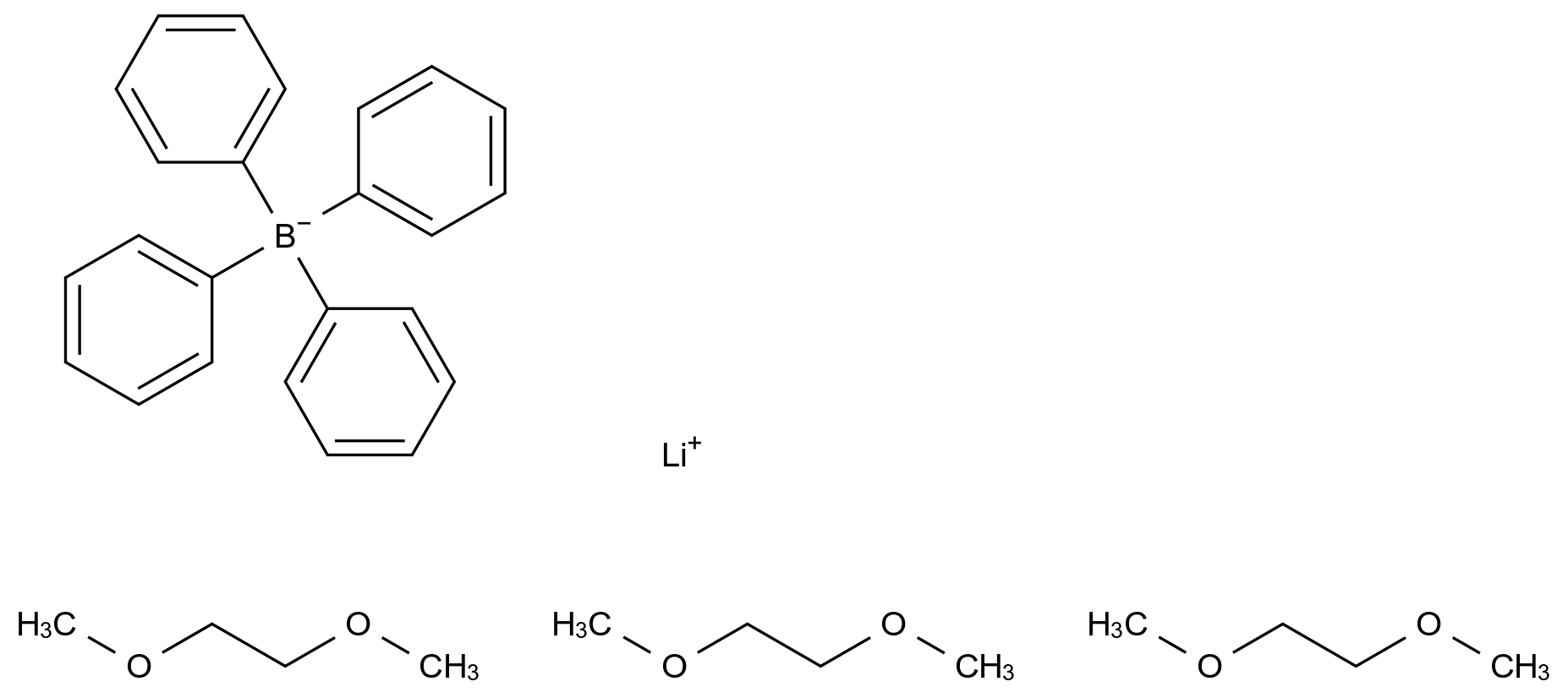 Lithium tetraphenylborate tris(1,2-dimethoxyethane)adduct, 98% CAS 75965-35-4 chemical structure