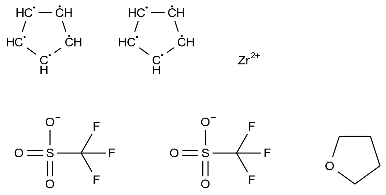 Zirconocene Bis(trifluoromethanesulfonate) Tetrahydrofuran Adduct CAS 89672-77-5 chemical structure