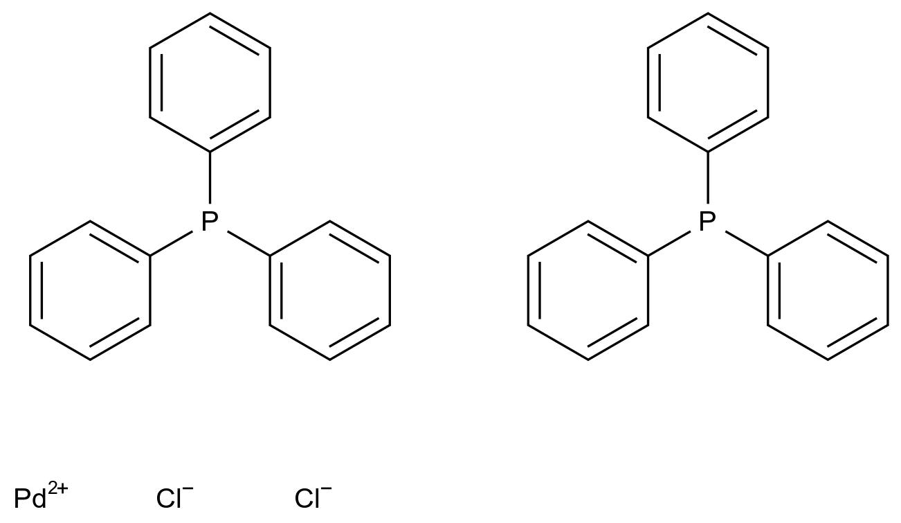 (SP-4-1)-二(三苯基膦)氯化钯 (SP-4-1)-Bis(triphenylphosphine)palladium(II) dichloride CAS 28966-81-6 结构式 Chemical Structure