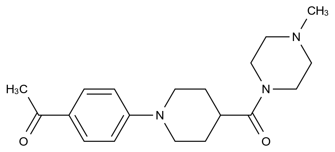  1-(4-(4-(4-Methylpiperazine-1-carbonyl)piperidin-1-yl)phenyl)ethan-1-one CAS 900018-98-6 结构式 Chemical Structure