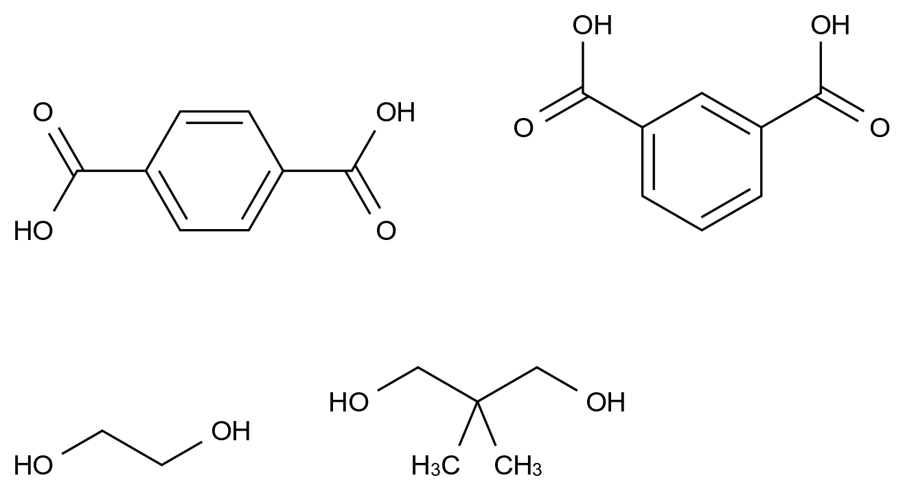  1,3-Benzenedicarboxylic acid, polymer with 1,4-benzenedicarboxylic acid, 2,2-dimethyl-1,3-propanediol and 1,2-ethanediol CAS 27923-68-8 结构式 Chemical Structure