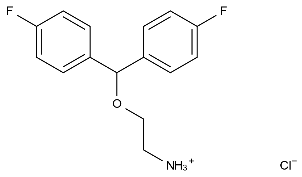  2-[Bis(4-fluorophenyl)methoxy]-ethylazanium chloride CAS 50376-82-4 结构式 Chemical Structure