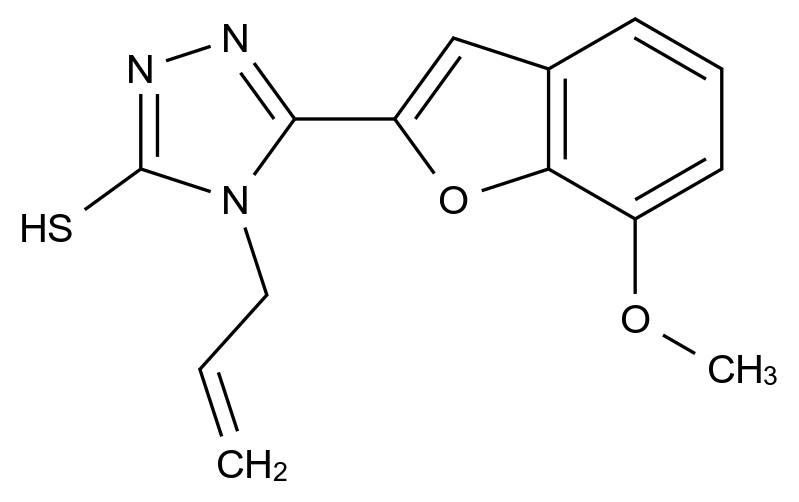 4-Allyl-5-(7-methoxy-benzofuran-2-yl)-4H-[1,2,4]triazole-3-thiol CAS 708289-67-2 chemical structure