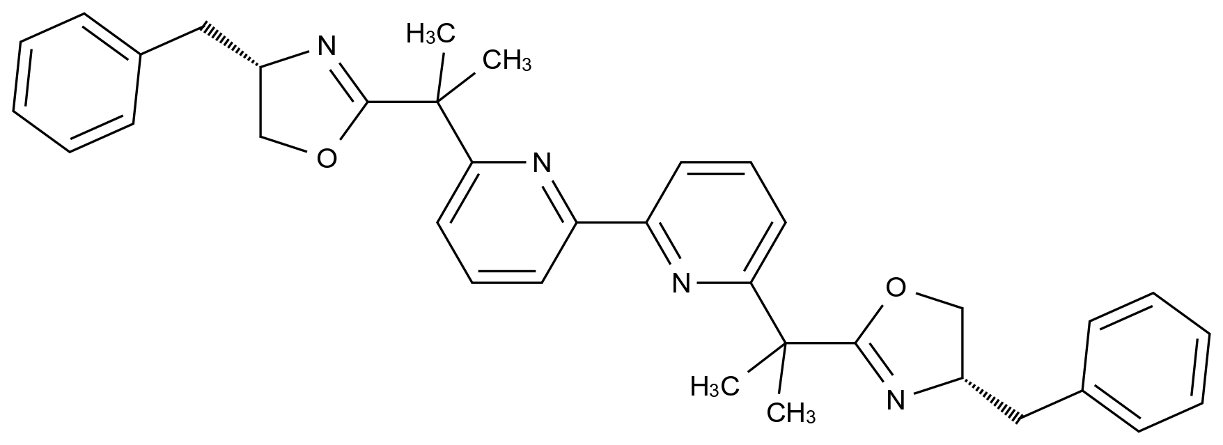6,6′-Bis[1-[(4S)-4,5-dihydro-4-(phenylmethyl)-2-oxazolyl]-1-methylethyl]-2,2′-bipyridine CAS 455317-99-4 chemical structure