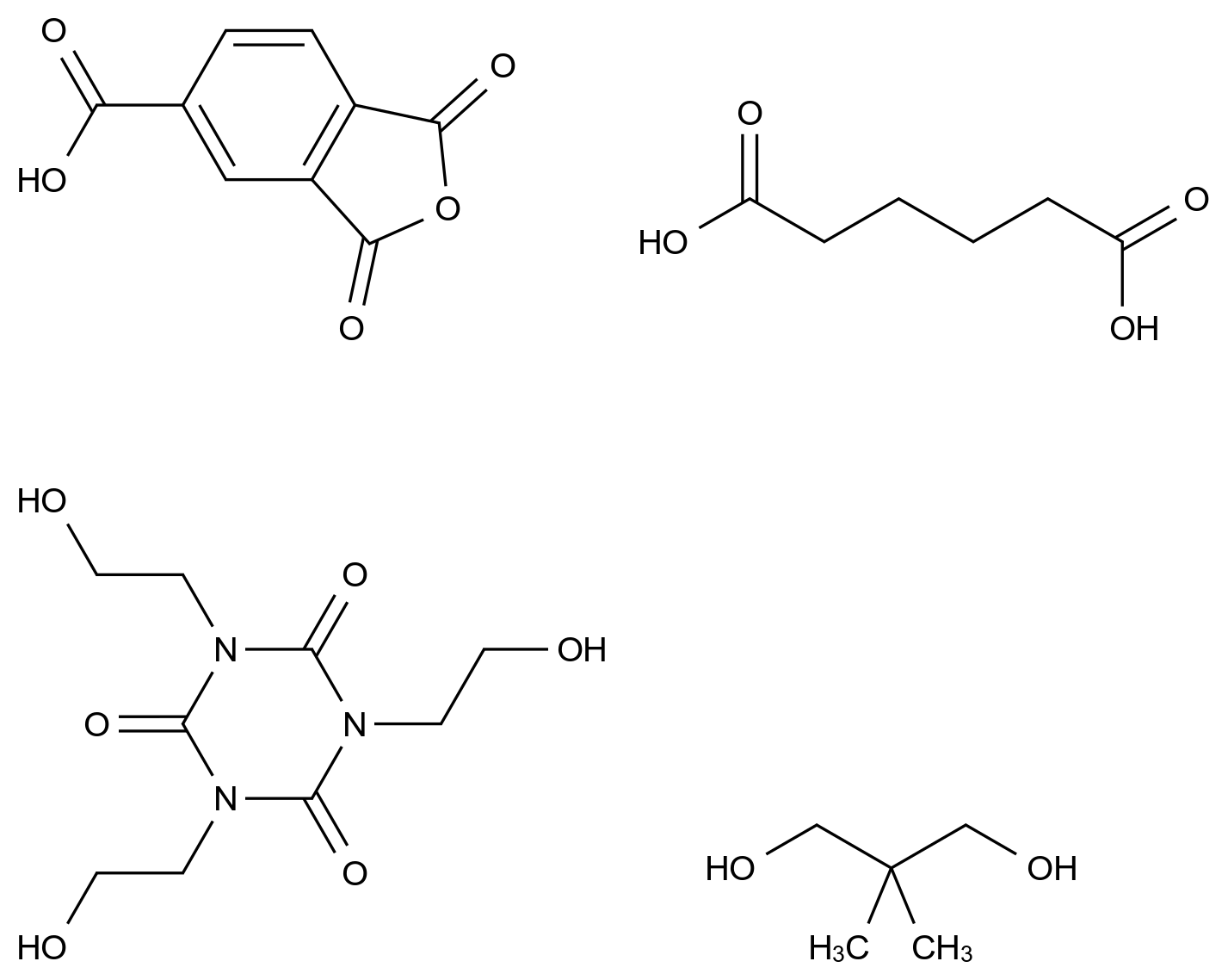 Hexanedioic acid, polymer with 1,3-dihydro-1,3-dioxo-5-isobenzofurancarboxylic acid, 2,2-dimethyl-1,3-propanediol and 1,3,5-tris(2-hydroxyethyl)-1,3,5-triazine-2,4,6(1H,3H,5H)-trione CAS 59518-84-2 chemical structure
