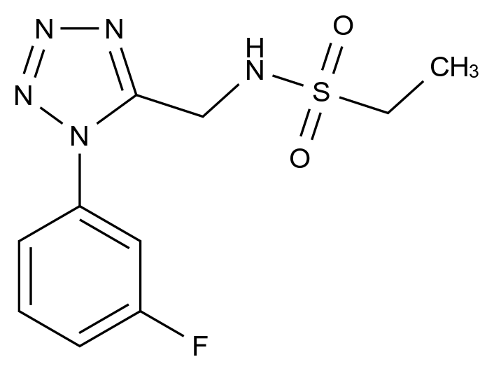  N-((1-(3-Fluorophenyl)-1H-tetrazol-5-yl)methyl)ethanesulfonamide CAS 921124-49-4 结构式 Chemical Structure
