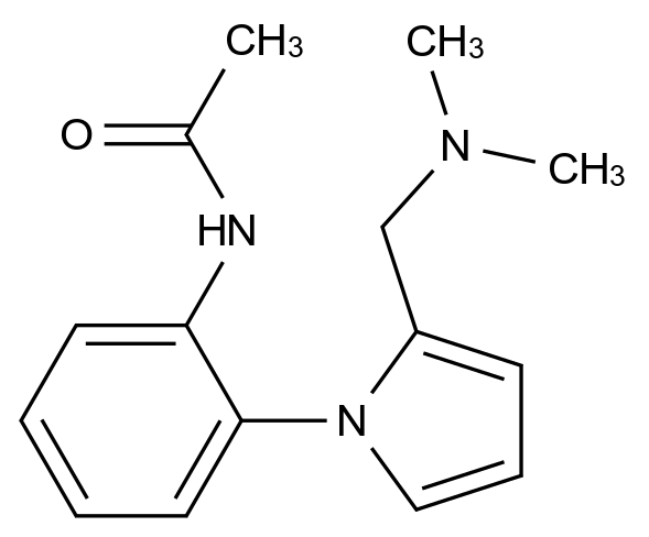  N-(2-(2-((Dimethylamino)methyl)-1H-pyrrol-1-yl)phenyl)acetamide CAS 63743-01-1 结构式 Chemical Structure