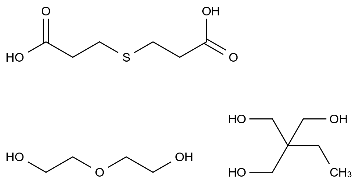 Propanoic acid, 3,3'-thiobis-, polymer with 2-ethyl-2-(hydroxymethyl)-1,3-propanediol and 2,2'-oxybis[ethanol] CAS 68928-65-4 chemical structure