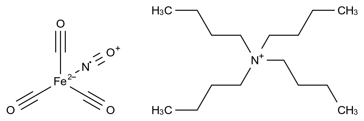 四丁基铵三羰基亚硝基亚铁 Tetrabutylammonium tricarbonylnitrosylferrate CAS 96206-23-4 结构式 Chemical Structure
